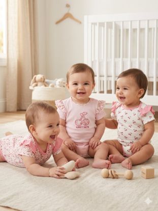 Imagen de Set de 3 Bodies de Algodón Orgánico Chickpea Motivo Cerezas
